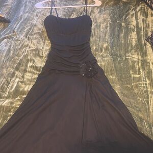 Black midi dress with a bow